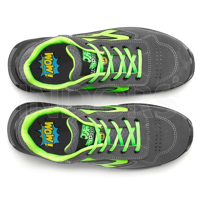 U-Power Red Lion Point – Chaussures De Sécurité S1P SRC Légères Sans Métal, Embout Aluminium, Semelle Infinergy, Confort Toute La Journée (Gris/Vert T43)