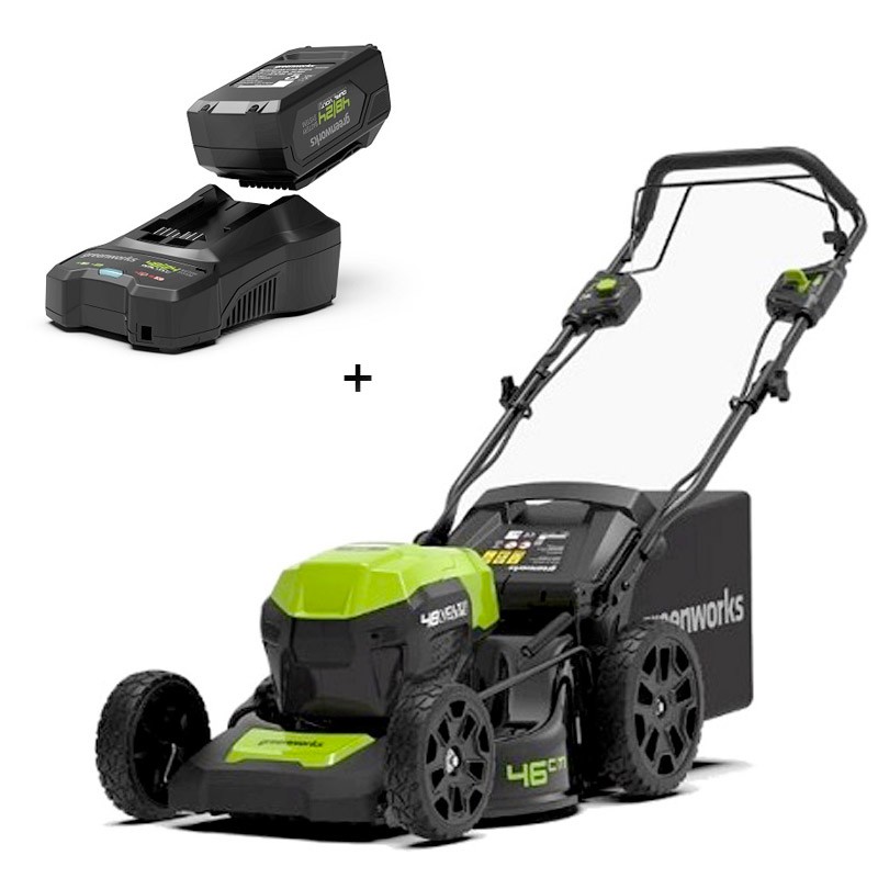 Greenworks GD48LM46SPK4 - Rasoir à batterie 46 cm - Kit batterie 4 Ah