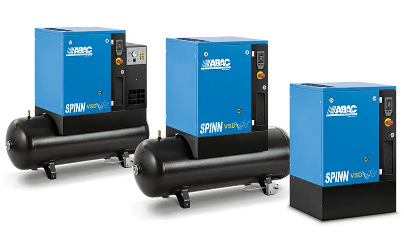 ABAC SPINN VS 2,2-7,5 kW - Compresseur à vis sans réservoir à vitesse variable, réservoir 200 L + sécheur