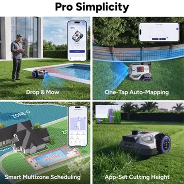 Anthbot M5 Pro - Robot Tondeuse sans fil périmétrique avec LiDAR 360° + RTK & NetRTK + Vision IA double