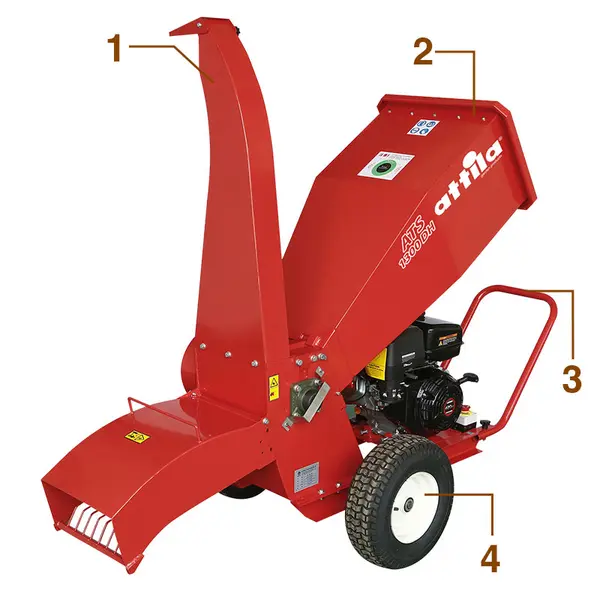 Broyeur de branches à essence Attila ATS 1300 DH avec moteur Honda de 389 cm3
