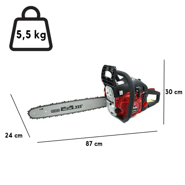 Attila ATM 4645 - Tronçonneuse à essence 45,8 cc Dimensions