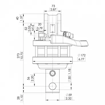 Baltrotors GR46 - Rotateur 45 kN pour grappins forestiers - Rotation illimitée et bride incluse