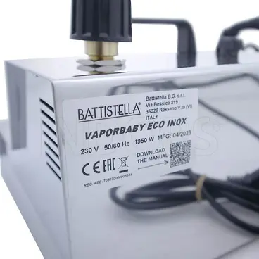 Plaque signalétique Battistella Vaporbaby Eco Inox - Générateur de vapeur avec chaudière de 2,2 L et fer à repasser