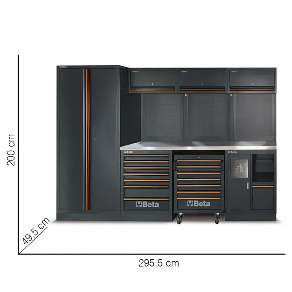 Beta C45PRO X/196UT - Plan de travail d'atelier de 46 cm avec 196 outils inclus