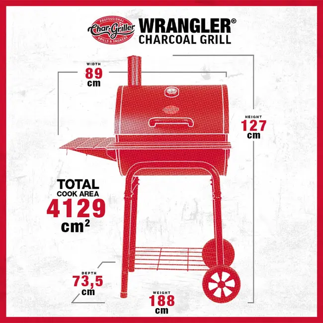 Barbecue à charbon compact Wrangler Charcoal Barrel Grill 2823