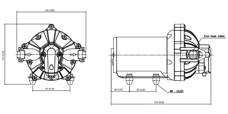 Pompe à membrane Comet TB3000 - 12 V avec raccord rapide pour l'agriculture, le camping et les produits chimiques