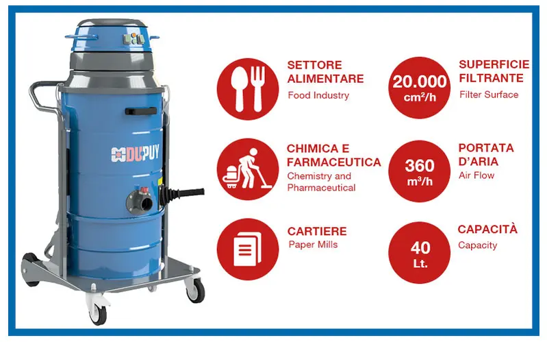 Aspirateur industriel compact Du-Puy W2