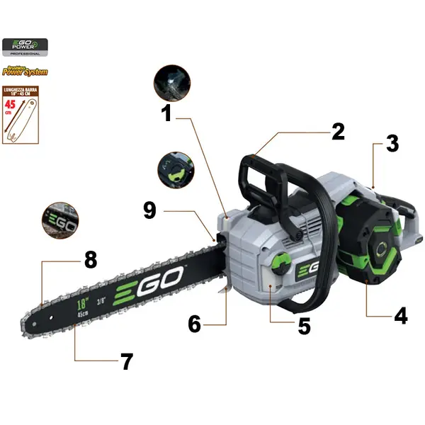 Tronçonneuse EGO CS1810 E - Oregon 45 cm avec lubrification automatique