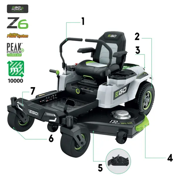 Tondeuse autoportée à éjection latérale EGO ZERO TURN Z6 ZT5201E-L - 132 cm