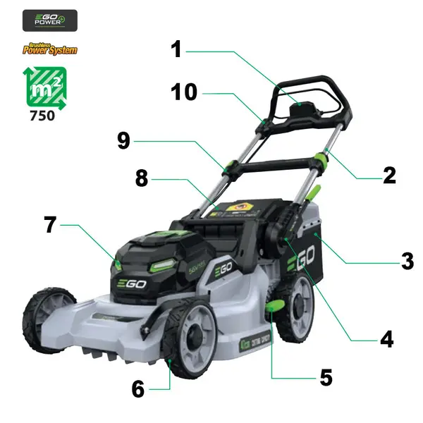 Tondeuse à gazon autotractée EGO LM 1912 E - 47 cm avec sac de ramassage de 55 L