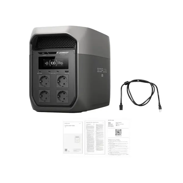 Ecoflow DELTA 3 Max EFD3M-G-EU-CBOX - Station d'alimentation portable 2048 Wh avec entrée solaire de 1000 W