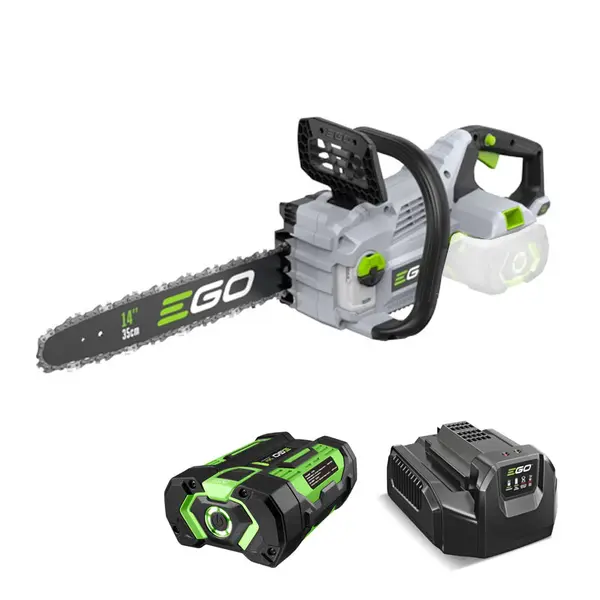 GO CS 1411 E - Tronçonneuse professionnelle sans fil, guide-chaîne de 35 cm - Le kit promotionnel comprend une batterie de 2,5 Ah et un chargeur standard