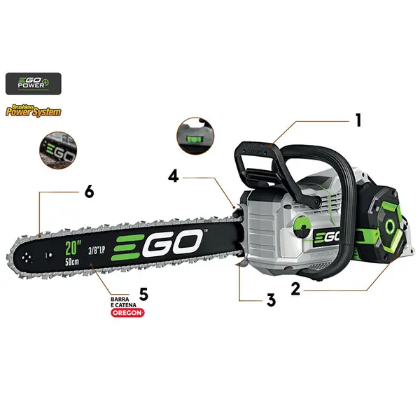 Tronçonneuse à batterie EGO CS2000 E - 50 cm pour la coupe d'arbres et de bûches