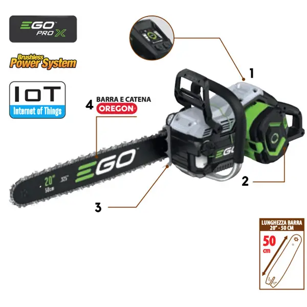 Tronçonneuse à batterie EGO CSX 5000 avec guide-chaîne et chaîne Oregon