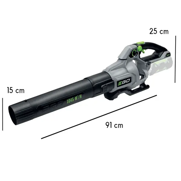 Dimensions du souffleur de feuilles à batterie EGO LB 6150 E