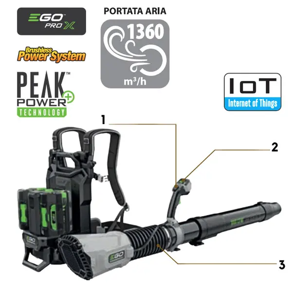 EGO LBPX 8000 - Souffleur professionnel avec tube à soufflet flexible
