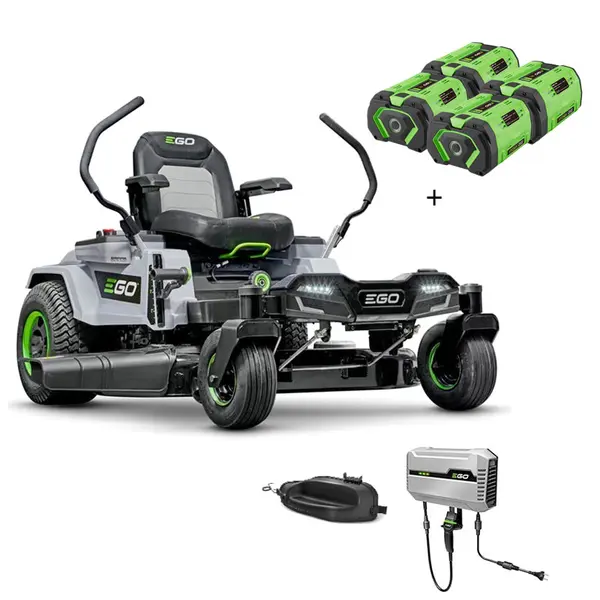 Kit tondeuse autoportée EGO ZT4201E-L Z6 107 cm avec chargeur rapide et kit de mulching