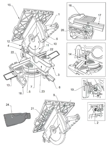 Composants de la scie circulaire à bois Femi TR100