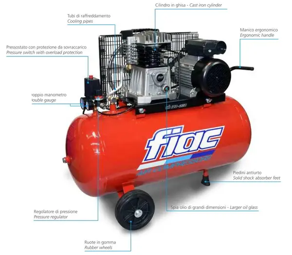 Fiac AB 100/268 M - Fiac AB 100/360 M - Fiac AB 100/415 M - compresseur 3 CV 100 litres