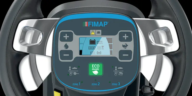 Commandes de l'autolaveuse à batterie Fimap BMg 56 Pro