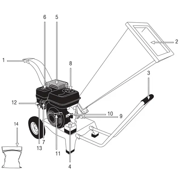 Broyeur de branches Garland Chipper 780 QG-V23 60G-0024 - Broyeur de branches professionnel à essence de 6 cm