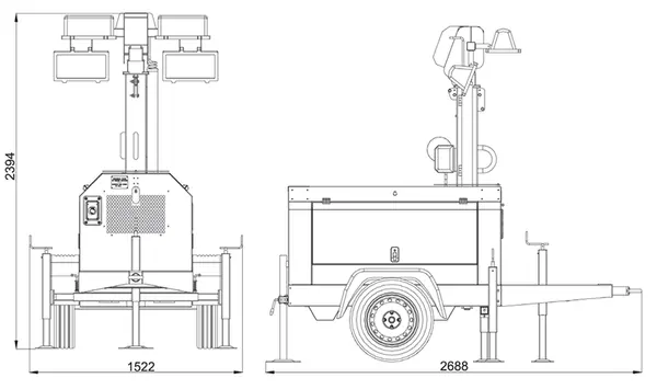 dimensions Genset LT 5500 SY-L - Tour d'éclairage pour générateur silencieux