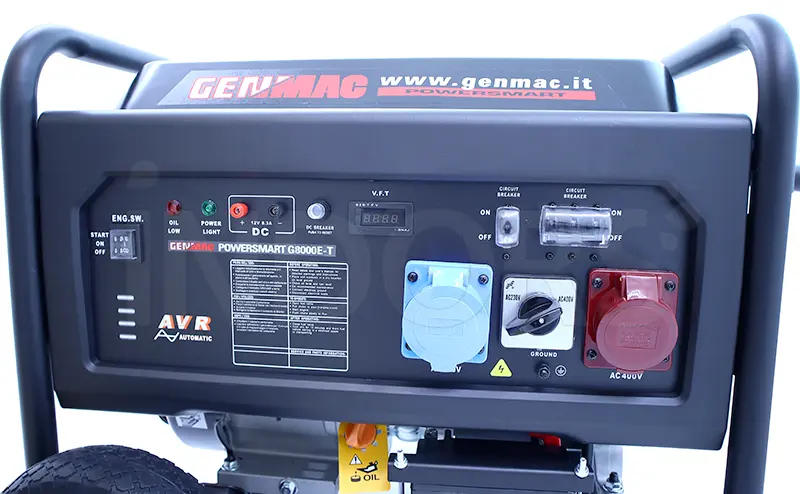 Panneau de commande GENMAC G8000E-T 3PH - Générateur monophasé/triphasé PLEINE PUISSANCE 8 kW