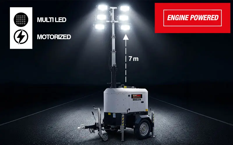 Genmac BRILLEN - Tour d'éclairage télescopique 7 m Multiled Diesel avec Réservoir 110 L
