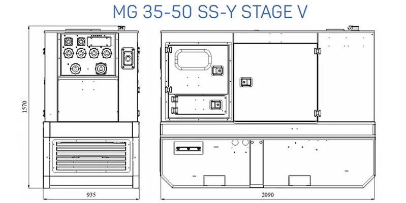 Dimensions du groupe électrogène MG 16/23/35/55 US-Y