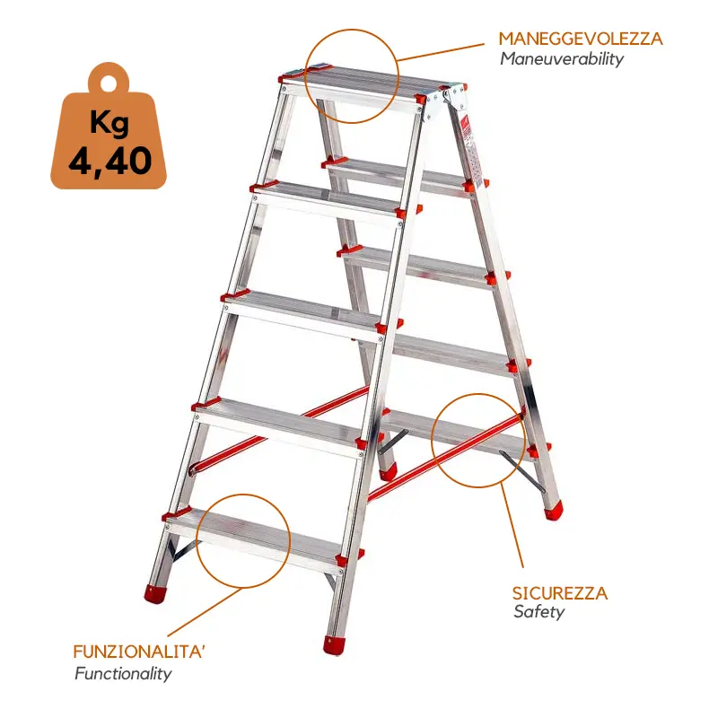 Gierre Stylo BA230 - Tabouret double à 4 marches en aluminium