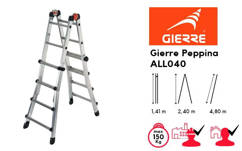 Gierre Peppina ALL040 / AL004 Échelle télescopique en aluminium