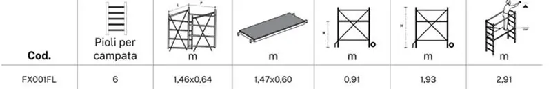 Échafaudage pliant en aluminium Gierre Flecto Fast&Lock FX001FL, hauteur de travail 2,93 m