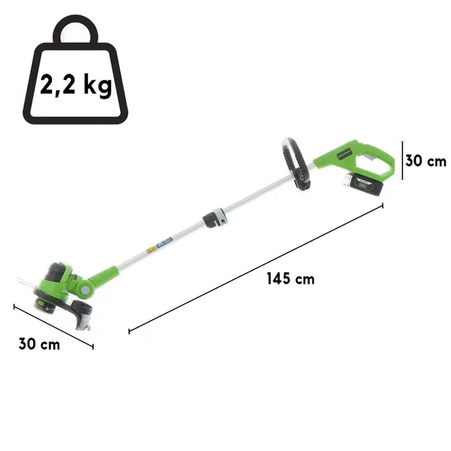 Coupe-bordures extensible à batterie rechargeable Greenworks G48LT30K2