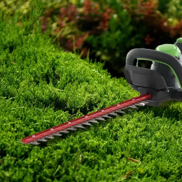 Taille-haie à double lame Greenworks G48HTK2