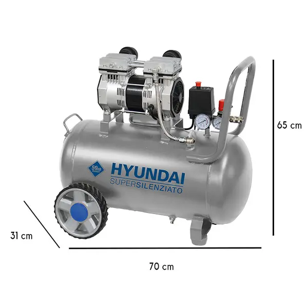Dimensions Hyundai 65703 - Compresseur sans huile 50 L