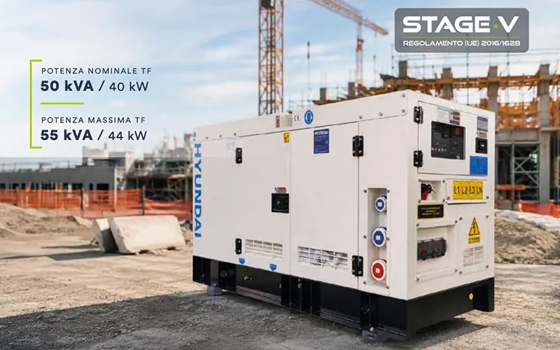 Hyundai 65572 - Générateur 1500 tr/min Stage V 55 kVA Monophasé/Triphasé Insonorisé