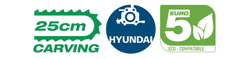 Tronçonneuse à essence Hyundai 35065 pour l'élagage, avec guide-chaîne de 25 cm.