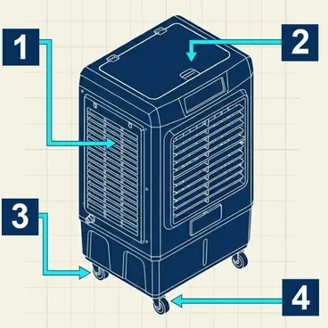 Hyundai 75230 - Rafraîchisseur d'air évaporatif 10000 m³/h avec réservoir 120 L