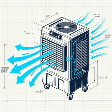 Hyundai 75230 - Rafraîchisseur d'air évaporatif 10000 m³/h avec réservoir 120 L