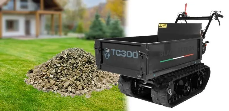 utiliser Italian Power TC300BLACK - Brouette sur chenilles en caoutchouc