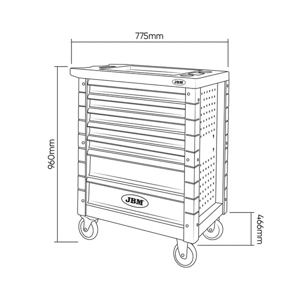 JBM 53904 - Chariot à 7 tiroirs avec assortiment de 172 outils en acier CrV