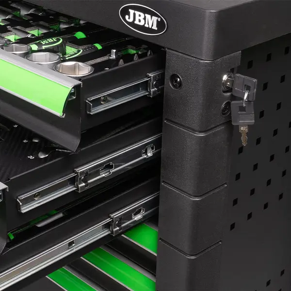 JBM 53904 - Chariot à 7 tiroirs avec assortiment de 172 outils en acier CrV