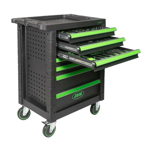 JBM 53904 - Chariot à 7 tiroirs avec assortiment de 172 outils en acier CrV