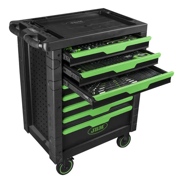 JBM 54718 - Chariot professionnel XL à 8 tiroirs, outils CRV inclus (289)