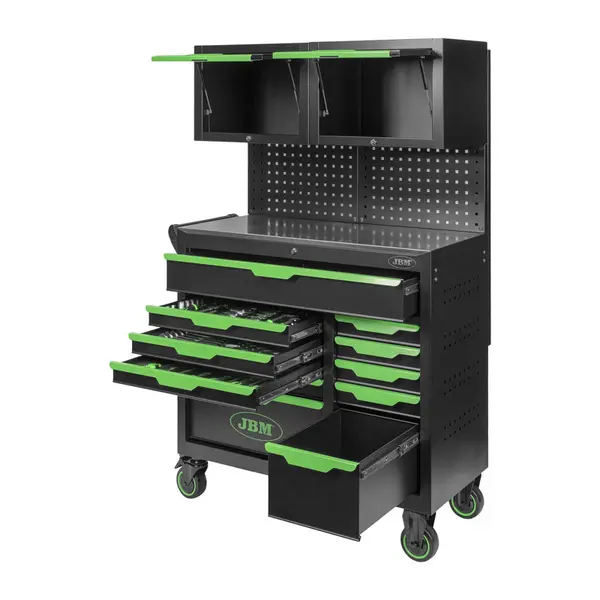 JBM 55118 - Chariot à outils professionnel avec coffret d'outils CRV de 172 pièces inclus