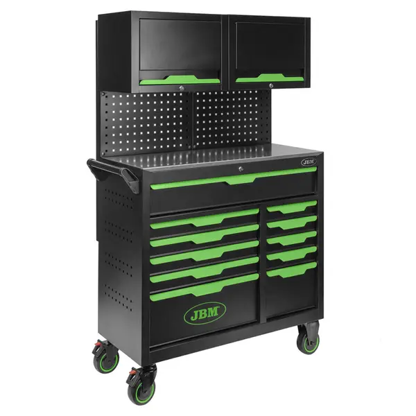 JBM 55118 - Chariot à outils professionnel avec coffret d'outils CRV de 172 pièces inclus