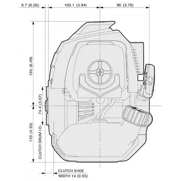 Tailles de moteur Kaaz KVR 530 Z - Débroussailleuse à dos 2 temps