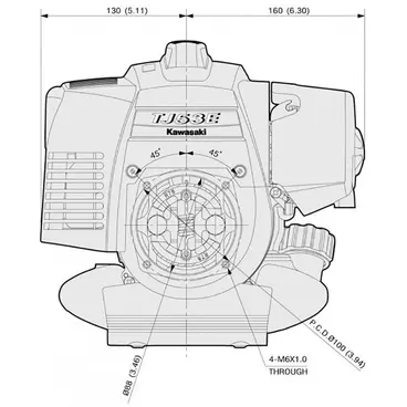 Tailles de moteur Kaaz KVR 530 Z - Débroussailleuse à dos 2 temps
