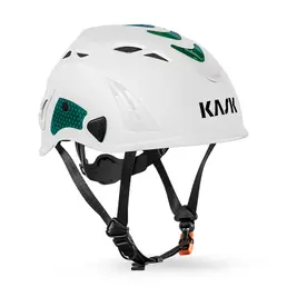 Casque industriel Kask Superplasma AQ Hi Viz blanc avec inserts verts